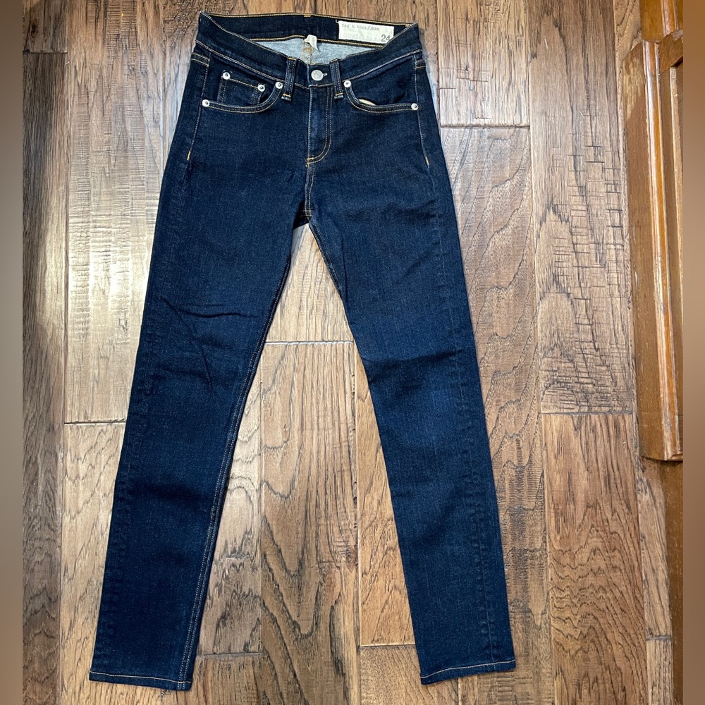 Rag & Bone High Rise Skinny Blue Denim Jeans Size 24 Very Good Condition